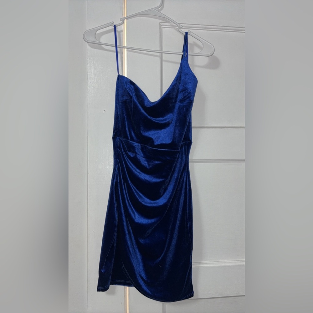 Blue One Shoulder Windsor Mini Formal Dress